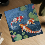 Koi Fish by Morgan Birch. Shown as a detailed flat fine art print, highlighting archival giclee quality. Available as an archival giclee rolled canvas, fine art paper, or poster print. SKU 103542a.