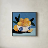 Lifes Bowl of Lemons by Morgan Birch. Shown in a sleek black glass frame for a contemporary gallery look. Available as an archival giclee rolled canvas, fine art paper, or poster print. SKU 103133a.