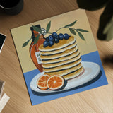 Pancake Day by Morgan Birch. Shown as a detailed flat fine art print, highlighting archival giclee quality. Available as an archival giclee rolled canvas, fine art paper, or poster print. SKU 104010a.
