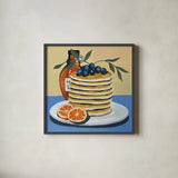 Pancake Day by Morgan Birch. Shown in a sleek black glass frame for a contemporary gallery look. Available as an archival giclee rolled canvas, fine art paper, or poster print. SKU 104010a.