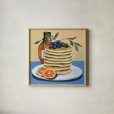 Pancake Day by Morgan Birch. Shown in a natural wood glass frame for a timeless modern aesthetic. Available as an archival giclee rolled canvas, fine art paper, or poster print. SKU 104010a.