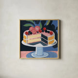 Perfect Little Cake by Morgan Birch. Shown in a natural wood glass frame for a timeless modern aesthetic. Available as an archival giclee rolled canvas, fine art paper, or poster print. SKU 103134a.