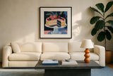 Perfect Little Cake by Morgan Birch. Displayed in a glass frame with matte in a clean modern living room. Available as an archival giclee rolled canvas, fine art paper, or poster print. SKU 103134a.