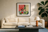 Pucker Up by Morgan Birch. Displayed in a glass frame with matte in a clean modern living room. Available as an archival giclee rolled canvas, fine art paper, or poster print. SKU 103341a.