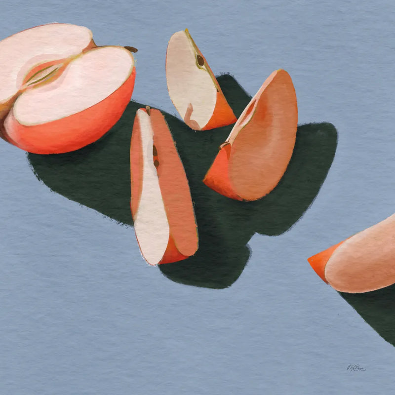 Sliced Apples Study by Morgan Birch. SKU 103131a. Archival Giclee Fine art print for wall decor.