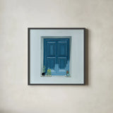 Stucco Window View by Morgan Birch. Shown in a sleek black glass frame for a contemporary gallery look. Available as an archival giclee rolled canvas, fine art paper, or poster print. SKU 103112a.