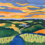 Sunset Over Rolling Hills by Morgan Birch. SKU 103114a. Archival Giclee Fine art print for wall decor.