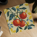 Three Tomatoes by Morgan Birch. Shown as a detailed flat fine art print, highlighting archival giclee quality. Available as an archival giclee rolled canvas, fine art paper, or poster print. SKU 103336a.