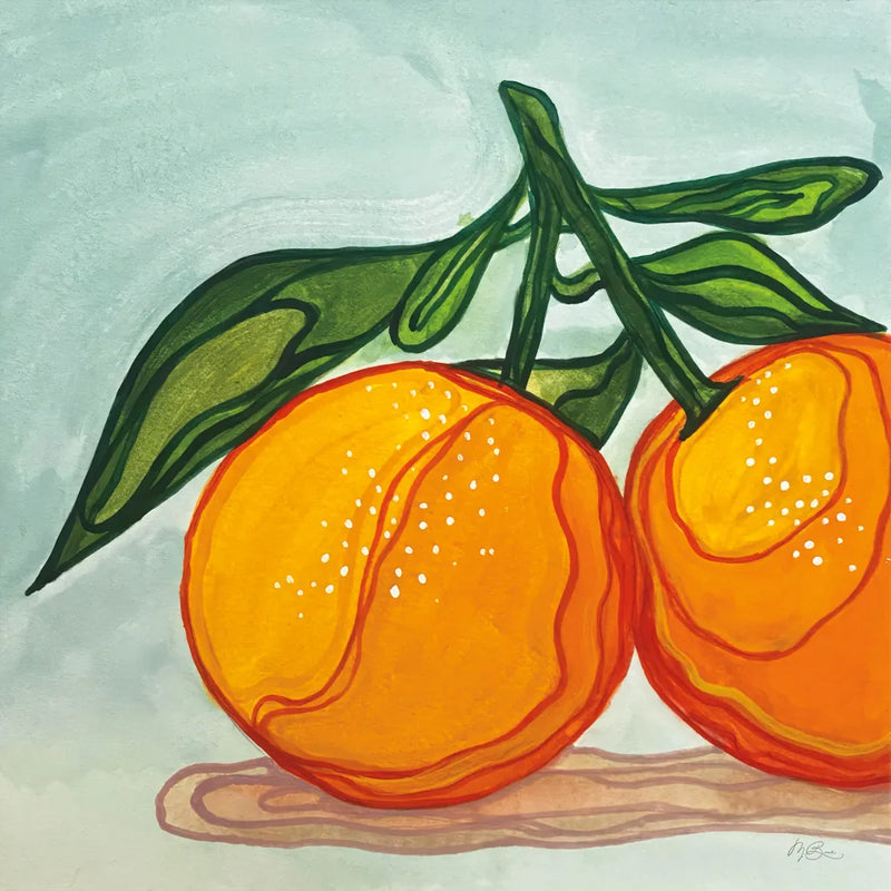 Two Oranges by Morgan Birch. SKU 104056a. Archival Giclee Fine art print for wall decor.