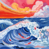 Waves Crashing With Sunset by Morgan Birch. SKU 103117a. Archival Giclee Fine art print for wall decor.