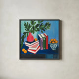 Well Read by Morgan Birch. Shown in a sleek black glass frame for a contemporary gallery look. Available as an archival giclee rolled canvas, fine art paper, or poster print. SKU 103342a.