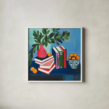 Well Read by Morgan Birch. Shown in a crisp white glass frame for a clean and minimalist style. Available as an archival giclee rolled canvas, fine art paper, or poster print. SKU 103342a.