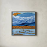 Winter Lake by Morgan Birch. Shown in a sleek black glass frame for a contemporary gallery look. Available as an archival giclee rolled canvas, fine art paper, or poster print. SKU 103142a.