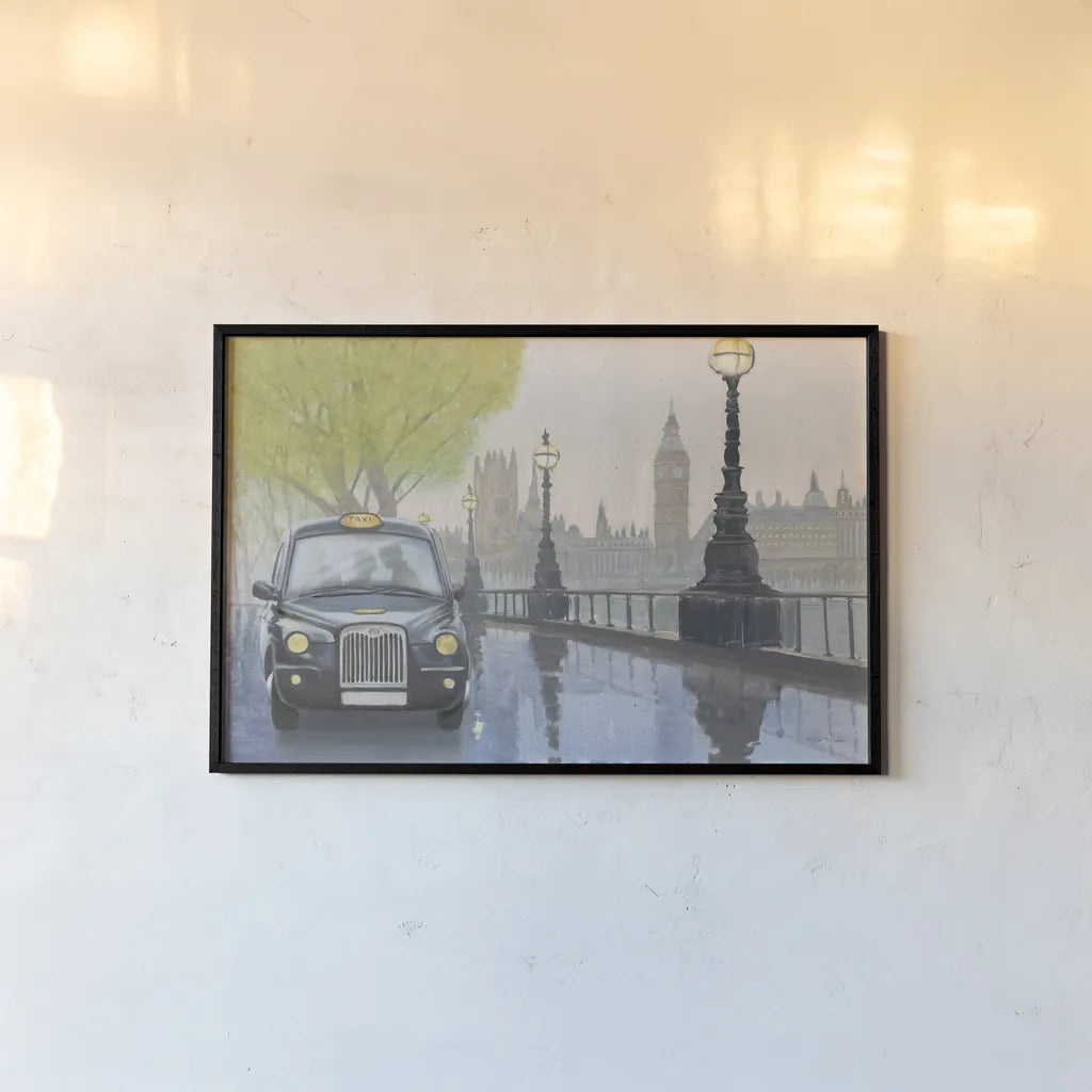 Along the Thames v.2 by Myles Sullivan. shown as a paper print in a black flame. Available as a archival giclee rolled canvas, fine art paper, or poster print. SKU 22345i.