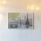 Along the Thames v.2 by Myles Sullivan. shown as a paper print in a white frame. Available as a archival giclee rolled canvas, fine art paper, or poster print. SKU 22345i.