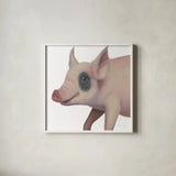 Bacon, Bits and Ham I by Myles Sullivan. Shown in a crisp white glass frame for a clean and minimalist style. Available as an archival giclee rolled canvas, fine art paper, or poster print. SKU 32222a.