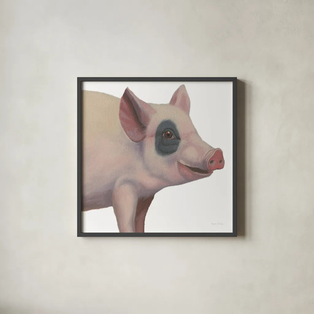 Bacon, Bits and Ham II by Myles Sullivan. Shown in a sleek black glass frame for a contemporary gallery look. Available as an archival giclee rolled canvas, fine art paper, or poster print. SKU 32223a.