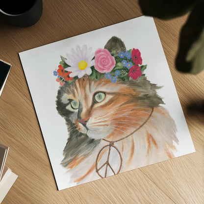 Cattitude I by Myles Sullivan. Shown as a detailed flat fine art print, highlighting archival giclee quality. Available as an archival giclee rolled canvas, fine art paper, or poster print. SKU 34897a.