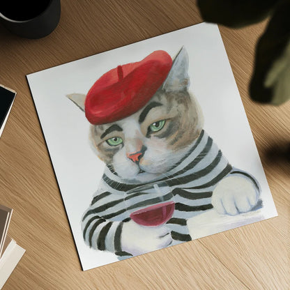 Cattitude III by Myles Sullivan. Shown as a detailed flat fine art print, highlighting archival giclee quality. Available as an archival giclee rolled canvas, fine art paper, or poster print. SKU 34899a.