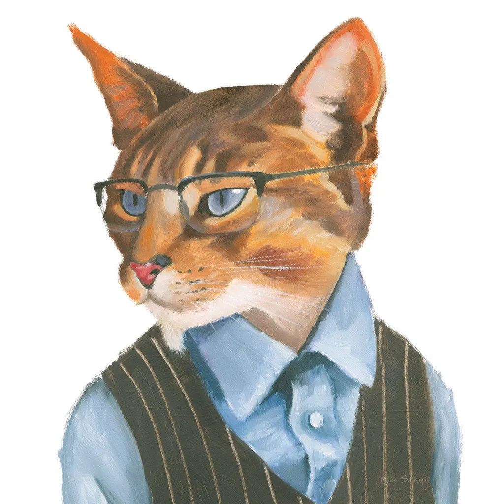 Cattitude IV by Myles Sullivan. SKU 34900a. Archival Giclee Fine art print for wall decor.