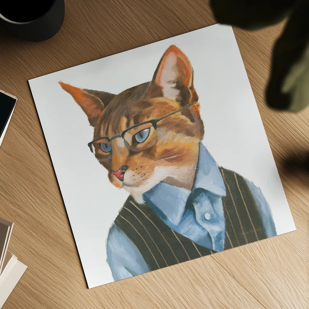 Cattitude IV by Myles Sullivan. Shown as a detailed flat fine art print, highlighting archival giclee quality. Available as an archival giclee rolled canvas, fine art paper, or poster print. SKU 34900a.