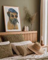 Cool Dog for the Boys I by Myles Sullivan. shown as a paper print in a natural frame. Available as a archival giclee rolled canvas, fine art paper, or poster print. SKU 38725h.