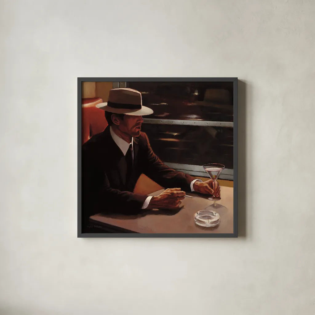 Dry Martini Crop I by Myles Sullivan. Shown in a sleek black glass frame for a contemporary gallery look. Available as an archival giclee rolled canvas, fine art paper, or poster print. SKU 10177a.