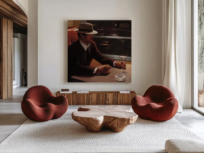 Dry Martini Crop I by Myles Sullivan. Shown as extra-large giant wall art in a modern living room. Available as an archival giclee rolled canvas, fine art paper, or poster print. SKU 10177a.