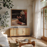 Dry Martini Crop II by Myles Sullivan. Shown in a natural wood frame in a cozy modern living room. Available as an archival giclee rolled canvas, fine art paper, or poster print. SKU 10178a.