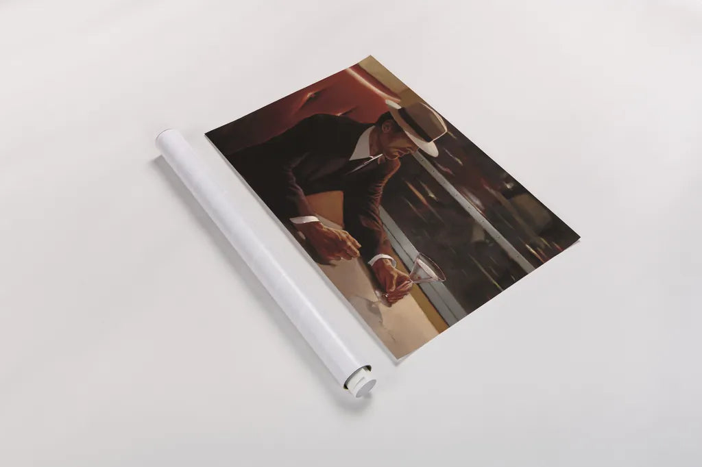 Dry Martini Dining Car by Myles Sullivan. shown as a rolled paper print. Available as archival giclee rolled canvas, fine art paper, or poster print. SKU 82393i.