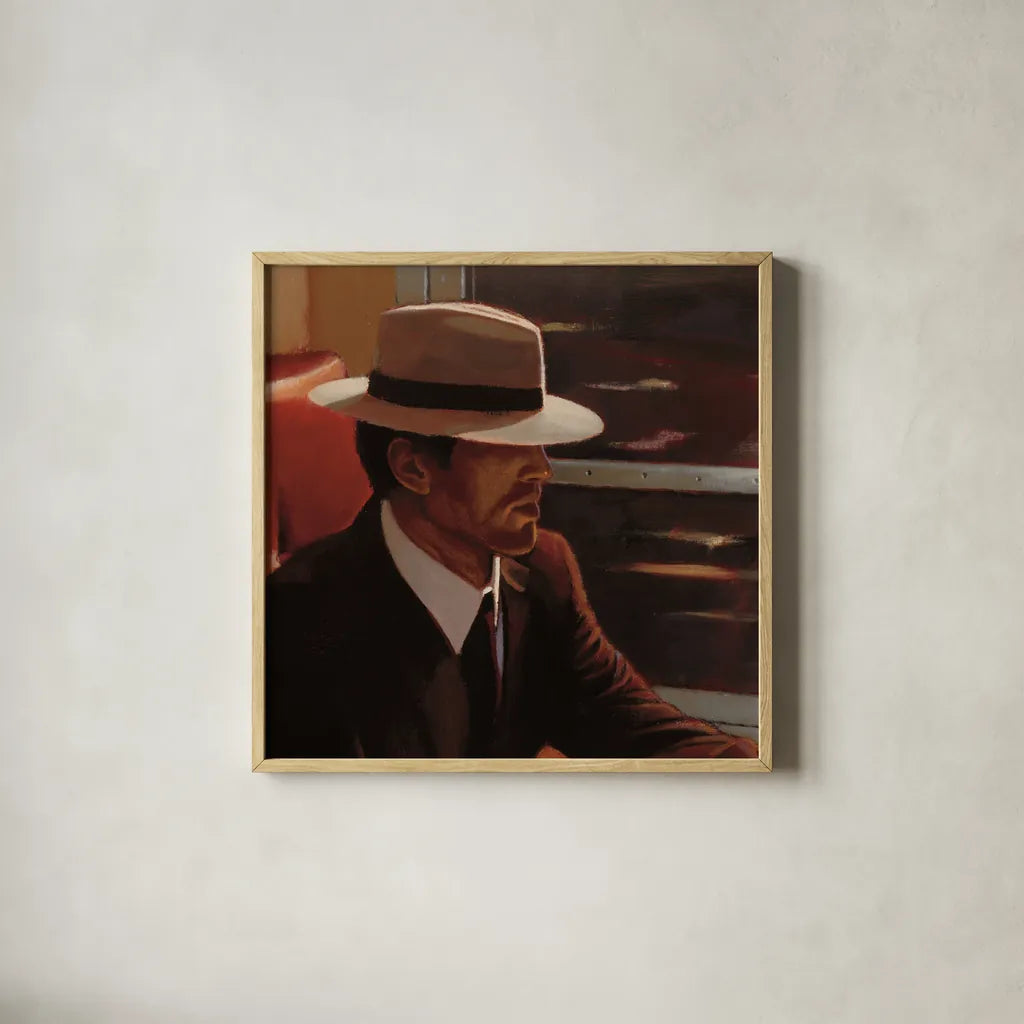 Dry Martini Portrait by Myles Sullivan. Shown in a natural wood glass frame for a timeless modern aesthetic. Available as an archival giclee rolled canvas, fine art paper, or poster print. SKU 82394a.