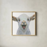 Farm Friends I by Myles Sullivan. Shown in a natural wood glass frame for a timeless modern aesthetic. Available as an archival giclee rolled canvas, fine art paper, or poster print. SKU 36688a.