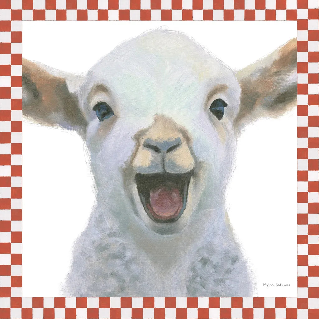 Farm Friends I Border by Myles Sullivan. SKU 36692a. Archival Giclee Fine art print for wall decor.