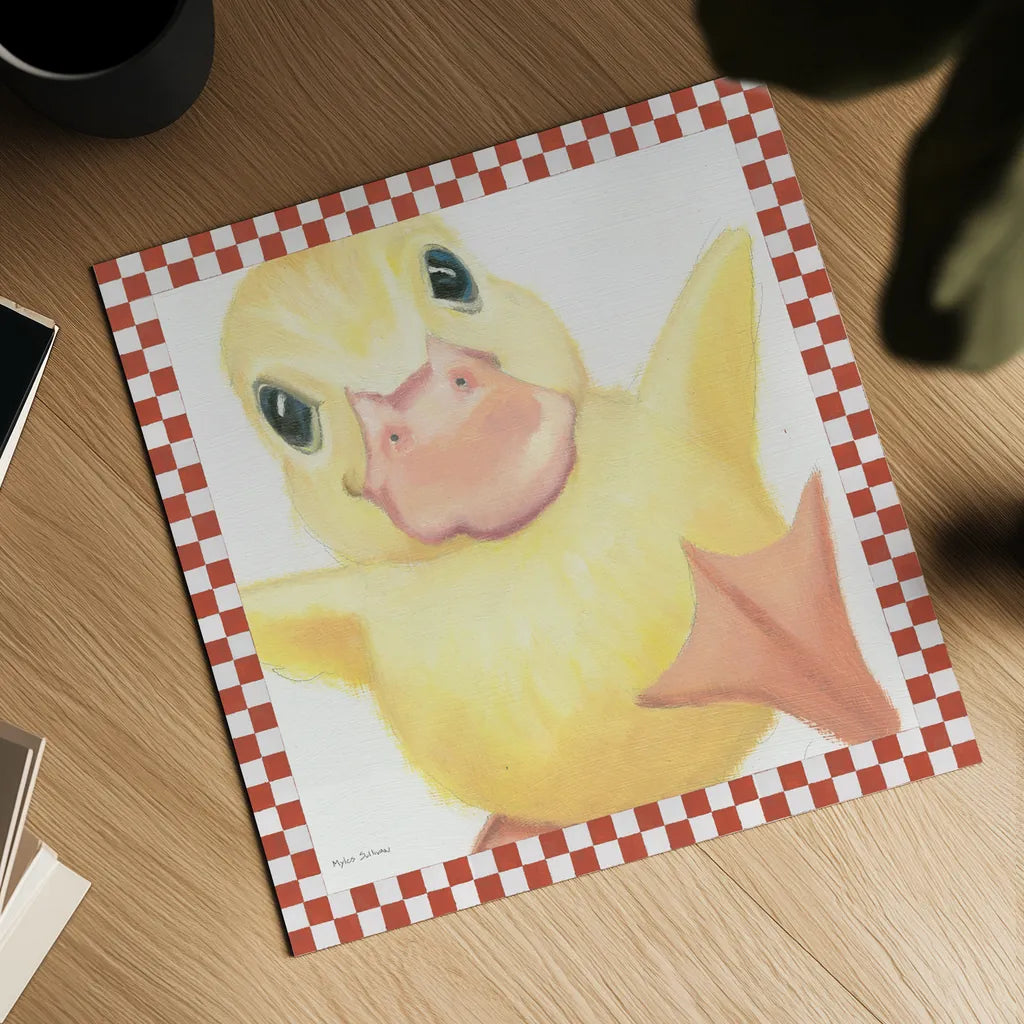 Farm Friends II Border by Myles Sullivan. Shown as a detailed flat fine art print, highlighting archival giclee quality. Available as an archival giclee rolled canvas, fine art paper, or poster print. SKU 36693a.