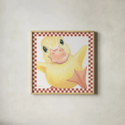 Farm Friends II Border by Myles Sullivan. Shown in a natural wood glass frame for a timeless modern aesthetic. Available as an archival giclee rolled canvas, fine art paper, or poster print. SKU 36693a.