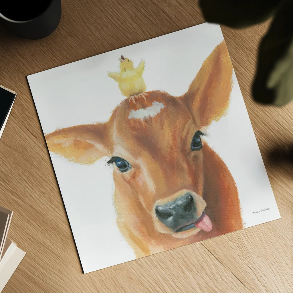 Farm Friends III by Myles Sullivan. Shown as a detailed flat fine art print, highlighting archival giclee quality. Available as an archival giclee rolled canvas, fine art paper, or poster print. SKU 36690a.