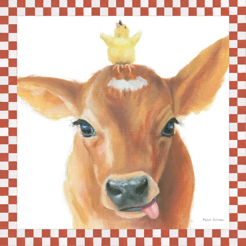 Farm Friends III Border by Myles Sullivan. SKU 36694a. Archival Giclee Fine art print for wall decor.