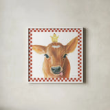 Farm Friends III Border by Myles Sullivan. Shown in a crisp white glass frame for a clean and minimalist style. Available as an archival giclee rolled canvas, fine art paper, or poster print. SKU 36694a.