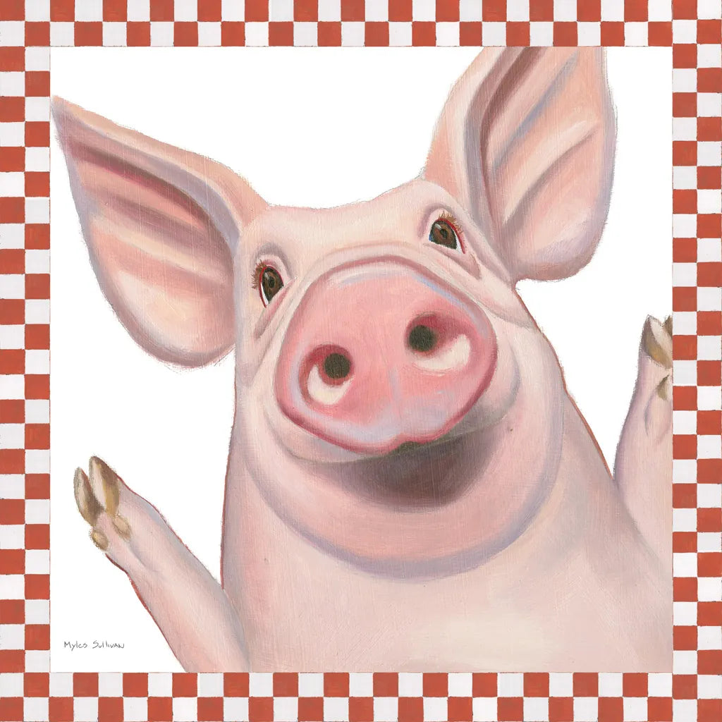 Farm Friends IV Border by Myles Sullivan. SKU 36695a. Archival Giclee Fine art print for wall decor.