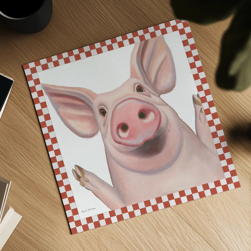 Farm Friends IV Border by Myles Sullivan. Shown as a detailed flat fine art print, highlighting archival giclee quality. Available as an archival giclee rolled canvas, fine art paper, or poster print. SKU 36695a.