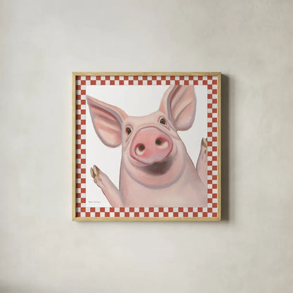 Farm Friends IV Border by Myles Sullivan. Shown in a natural wood glass frame for a timeless modern aesthetic. Available as an archival giclee rolled canvas, fine art paper, or poster print. SKU 36695a.