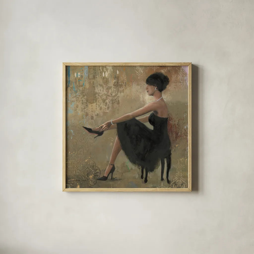 Grand Evening Square by Myles Sullivan. Shown in a natural wood glass frame for a timeless modern aesthetic. Available as an archival giclee rolled canvas, fine art paper, or poster print. SKU 14847a.