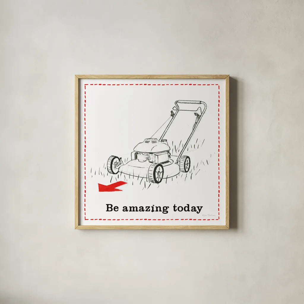 Home Improvement I by Myles Sullivan. Shown in a natural wood glass frame for a timeless modern aesthetic. Available as an archival giclee rolled canvas, fine art paper, or poster print. SKU 34356a.