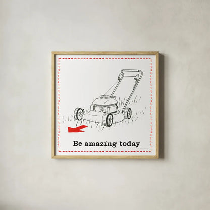 Home Improvement I by Myles Sullivan. Shown in a natural wood glass frame for a timeless modern aesthetic. Available as an archival giclee rolled canvas, fine art paper, or poster print. SKU 34356a.