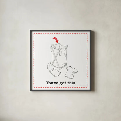 Home Improvement II by Myles Sullivan. Shown in a sleek black glass frame for a contemporary gallery look. Available as an archival giclee rolled canvas, fine art paper, or poster print. SKU 34357a.