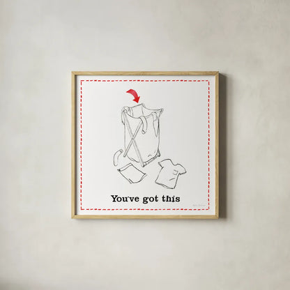 Home Improvement II by Myles Sullivan. Shown in a natural wood glass frame for a timeless modern aesthetic. Available as an archival giclee rolled canvas, fine art paper, or poster print. SKU 34357a.