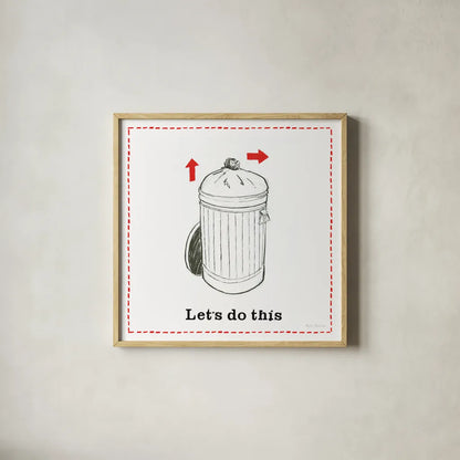 Home Improvement III by Myles Sullivan. Shown in a natural wood glass frame for a timeless modern aesthetic. Available as an archival giclee rolled canvas, fine art paper, or poster print. SKU 34358a.