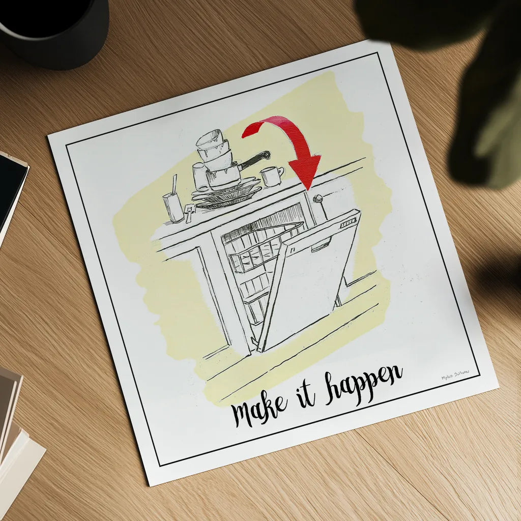 Home Improvement V with Color Script by Myles Sullivan. Shown as a detailed flat fine art print, highlighting archival giclee quality. Available as an archival giclee rolled canvas, fine art paper, or poster print. SKU 34574a.