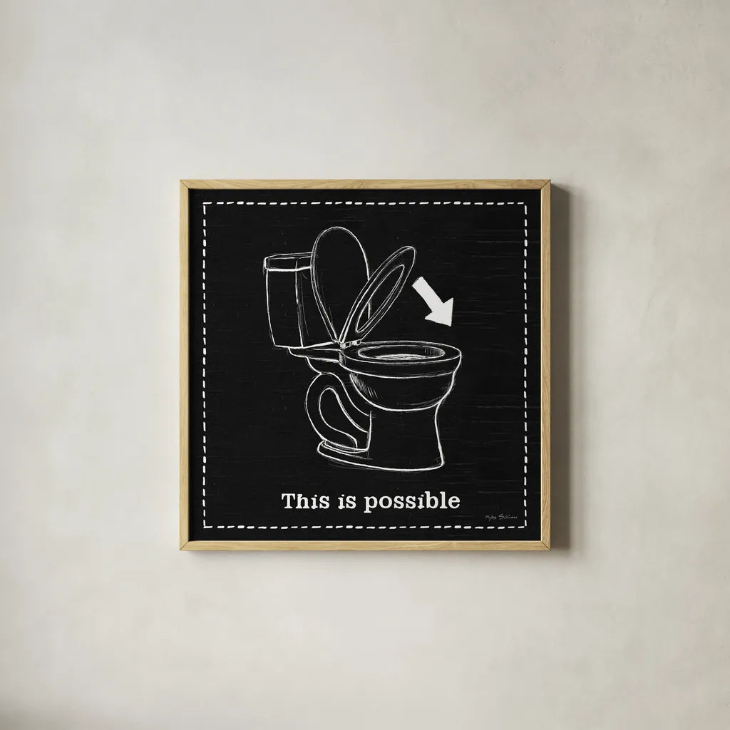 Home Improvement VI Black by Myles Sullivan. Shown in a natural wood glass frame for a timeless modern aesthetic. Available as an archival giclee rolled canvas, fine art paper, or poster print. SKU 58127a.