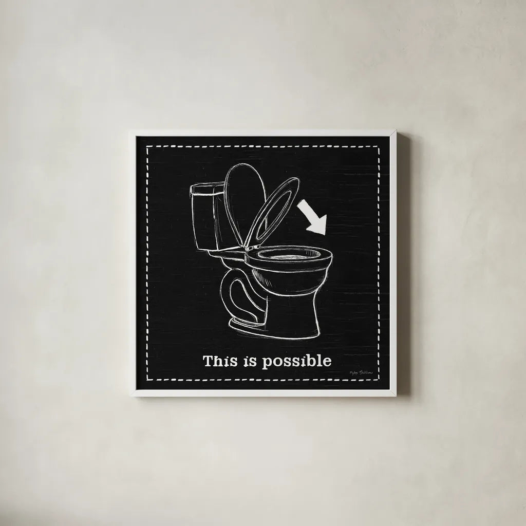 Home Improvement VI Black by Myles Sullivan. Shown in a crisp white glass frame for a clean and minimalist style. Available as an archival giclee rolled canvas, fine art paper, or poster print. SKU 58127a.